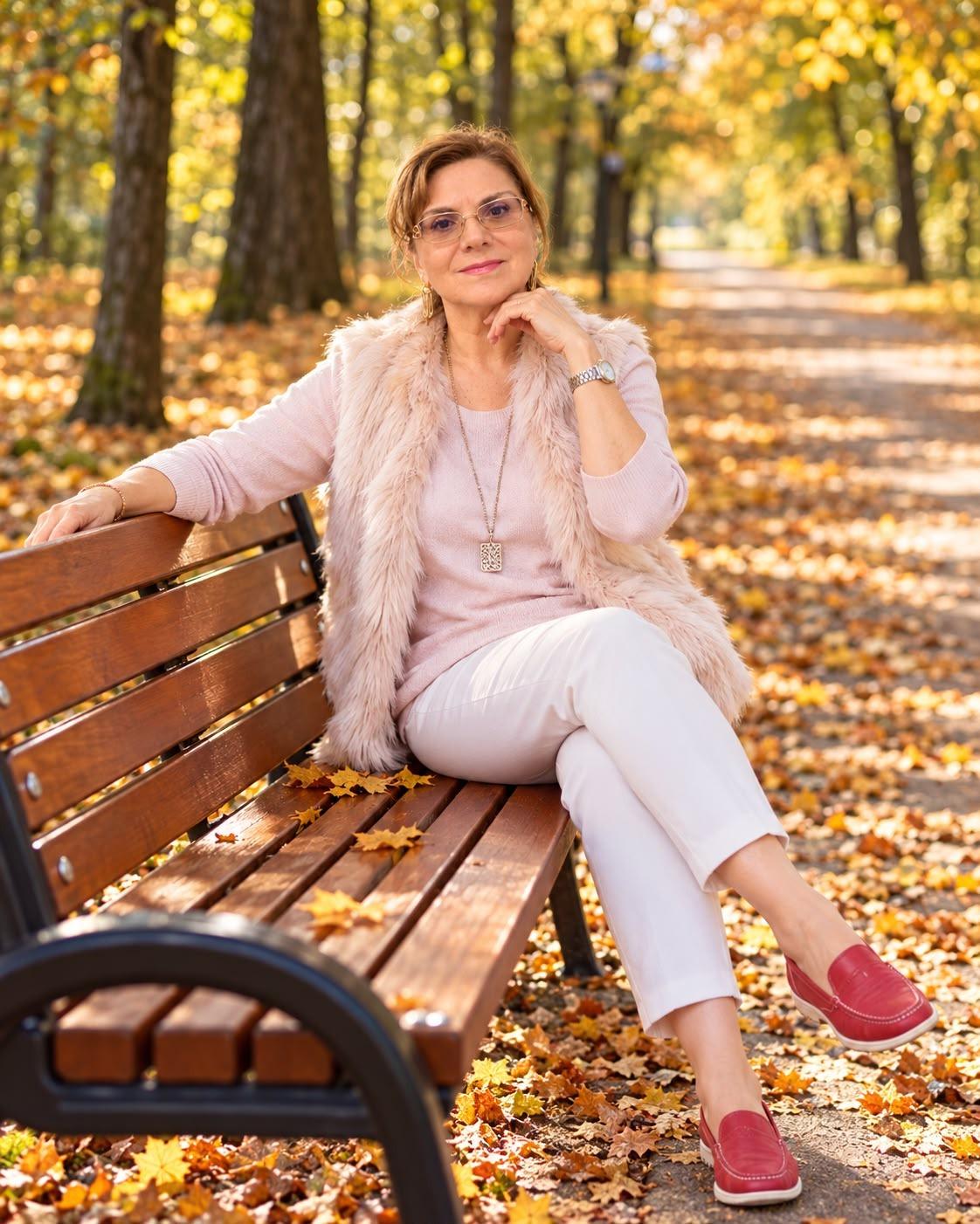 Carmen Androne, fotografie în parc, toamna